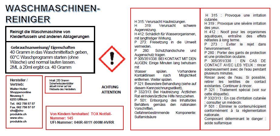 SHS Waschmaschinenreiniger - Pflege für die Maschine - Pulver – Bild 3