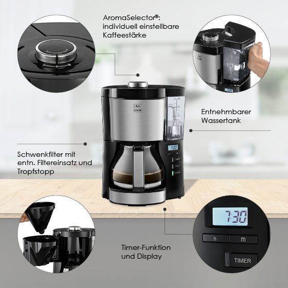 Melitta LOOK® Timer - Filterkaffeemaschine Schwarz – Bild 2