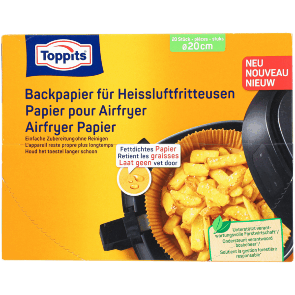 Toppits Backpapier für Heissluftfritteusen - 20cm Durchmesser - 20 Stück