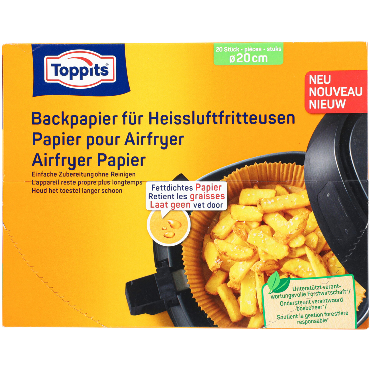 Toppits Backpapier für Heissluftfritteusen - 20cm Durchmesser - 20 Stück